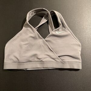 Nike Women’s Gray Wrap-Front Cross-Back Light Support Sports Bra XL